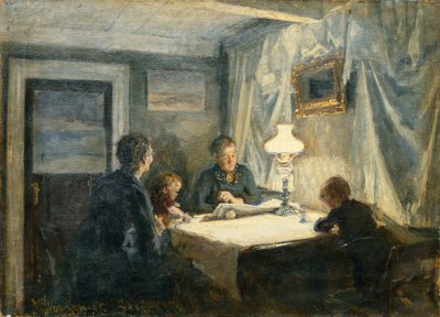 Kväll i Skagen (Konstnärens familj) av Viggo Johansen