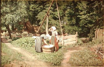 Young Girls at the Well (olja på duk) av Viggo Pedersen