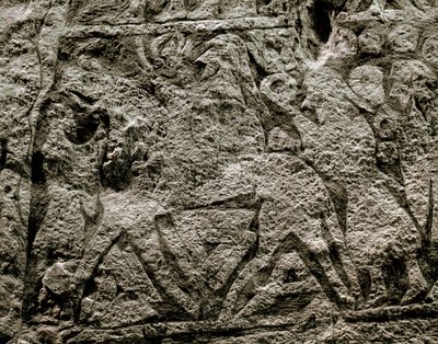 De döda som rider på Odens häst, detalj av en vikingagravsten, 700-800-talet e.Kr. av Viking