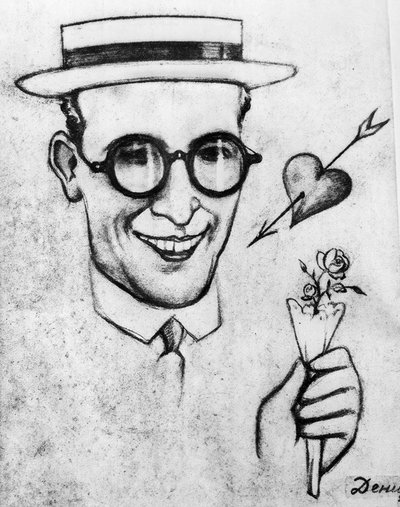 Karikatyr på Harold Lloyd av Viktor Deni
