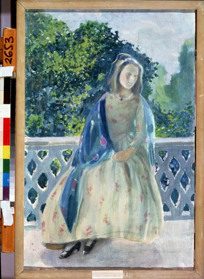 ""Jeune fille au balcon"" Peinture de Viktor (Victor) Elpidiforovich Borisov-Musatov (Borisov Musatov) (1870-1905) 1900 State A. Radishchev Art Museum Saratov av Viktor Elpidiforovich Borisov Musatov