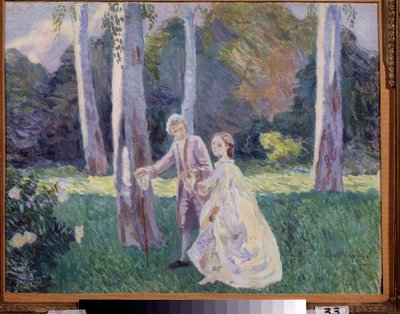 ""La promenade au parc"" Målning av Viktor (Victor) Elpidiforovich Borisov-Musatov (Borisov Musatov) (1870-1905) (symbolism) 1901 Statens konstmuseum, Odessa av Viktor Elpidiforovich Borisov Musatov