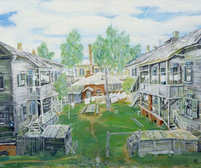 Scenografi för filmen "The Third Rome", 2000 (tempera på plywood) av Viktor Ivanovich Yushin