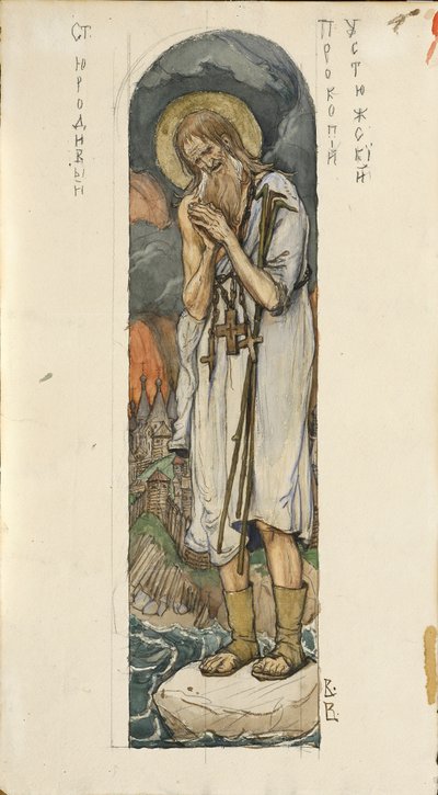 Sankt Prokopius av Ustyug Studerar fresker i St Vladimirs katedral i Kiev, 1884-1889 av Viktor Mikhaylovich Vasnetsov
