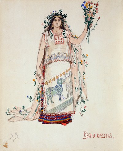 Vårens skönhet. Kostymdesign för operan Snow Maiden av N. Rimsky-Korsakov, 1885 av Viktor Mikhaylovich Vasnetsov