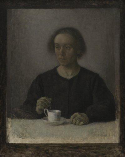 Ida Hammershøi, Konstnärens Hustru, med en tekopp av Vilhelm Hammershøi