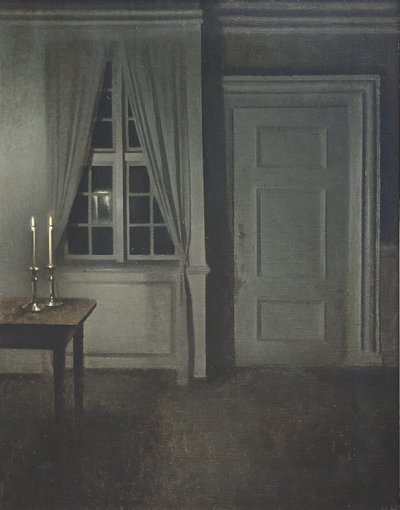 Interiör med två ljus av Vilhelm Hammershøi