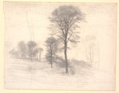 Landskap med spridda träd. "Ryet" på Farum Sø av Vilhelm Hammershøi