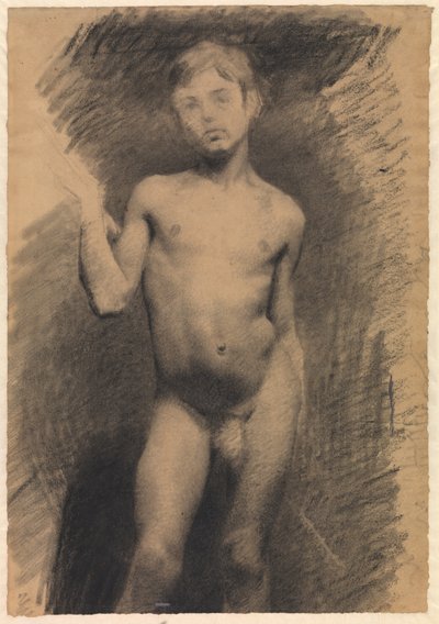 Stående naken pojke. Modellstudie av Vilhelm Hammershøi