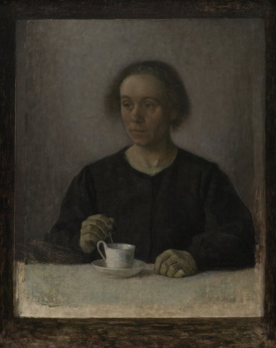 Ida Hammershøi, Konstnärens Hustru, med en tekopp av Vilhelm Hammershøi
