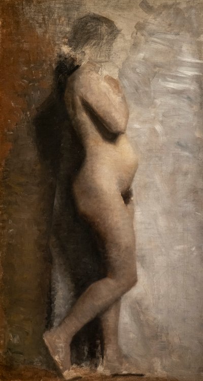 Naken kvinnlig modell, profil av Vilhelm Hammershoi