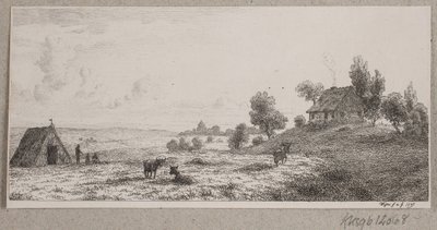 Landskap med bondgård och stuga av Vilhelm Kyhn