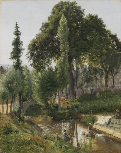 Savoy landskap. Kvinnor som tvättar kläder i floden av Vilhelm Kyhn