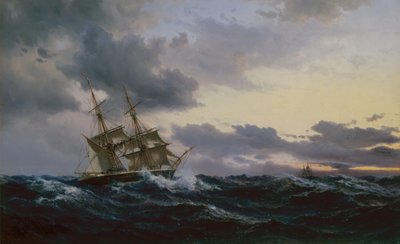 Segelfartyg i ett stormigt hav av Vilhelm Melbye
