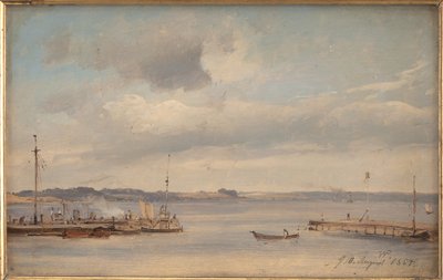 En båthamn. Humlebæk, Själland av Vilhelm Petersen