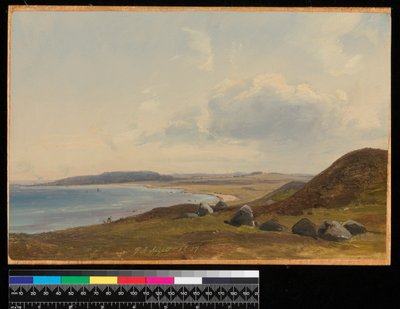 Utsikt mot Hesbjerg från Hornbaek egendom, 1857 (olja på papper ombord) av Vilhelm Peterson