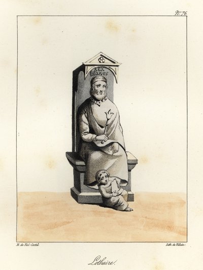 Staty av Lothar I, Lothar I, karolingisk kejsare, kung av Italien och Mellersta Frankrike, 795-855 av Villain Villain