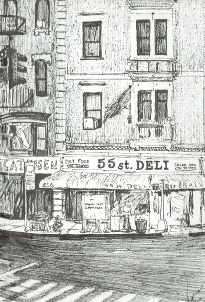 55th street New York, 2003, (bläck på papper) av Vincent Alexander Booth
