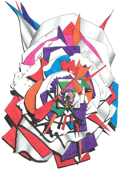 Ovan, 2017, (färgat bläck på papper) av Vincent Alexander Booth