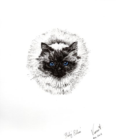 Babyboll, 2015, (bläck på papper) av Vincent Alexander Booth