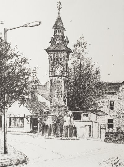 Clock Tower, Hay on Wye, 2007, (Bläck på papper) av Vincent Alexander Booth