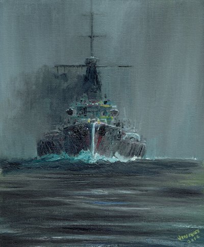 Dreadnought 1907, 2016, (olja på dukskiva) av Vincent Alexander Booth