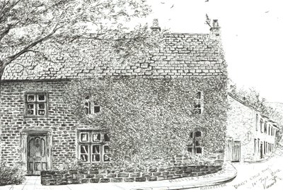 House at Ribchester, 2012, (bläck på papper) av Vincent Alexander Booth