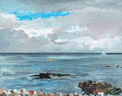 Howth Ireland, 2001, (akryl på dukskiva) av Vincent Alexander Booth
