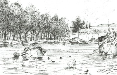 Kingston Bridge London, 2004, (Bläck på papper) av Vincent Alexander Booth