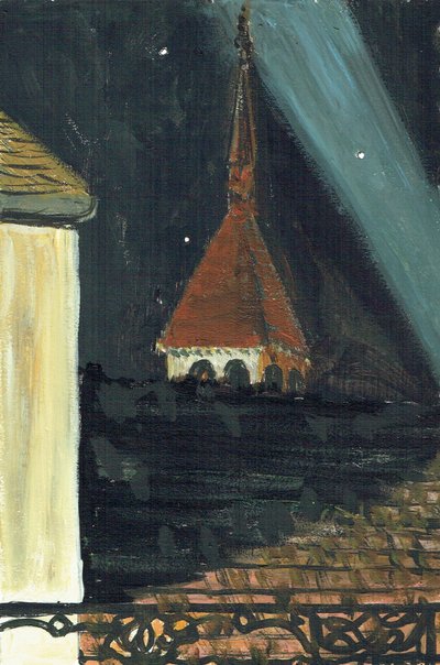 Laignes Frankrike takutsikt på natten, 2006 av Vincent Alexander Booth
