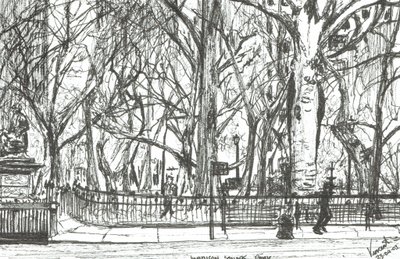 Madison square park New York, 2003, (Bläck på papper) av Vincent Alexander Booth