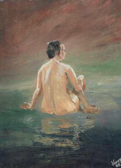 Naken, 2006, (akryl på canvasskiva) av Vincent Alexander Booth