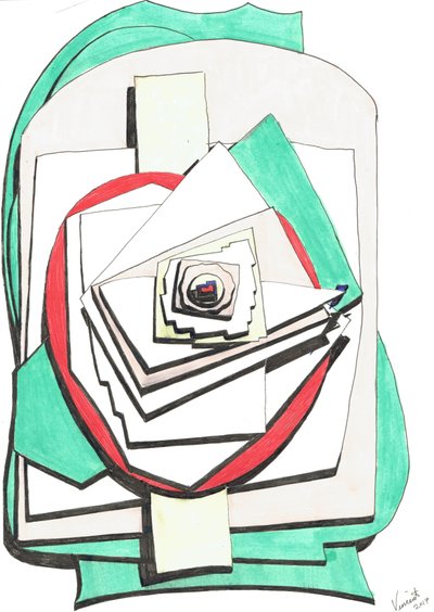 Över, 2017, (färgat bläck på papper) av Vincent Alexander Booth
