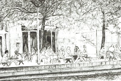 Pitcher and Piano bar Manchester, 2005, (Bläck på papper) av Vincent Alexander Booth