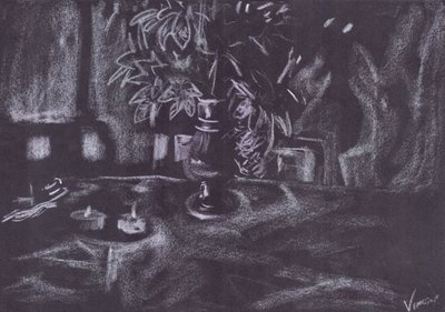 Plantera i rummet med levande ljus av Vincent Alexander Booth