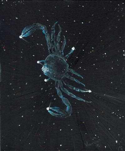 Stjärntecken Cancer, 2016, (olja på dukskiva) av Vincent Alexander Booth