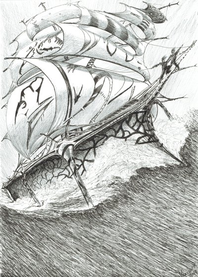 Storm Creators Arafura Sea, 2017, (Bläck på papper) av Vincent Alexander Booth