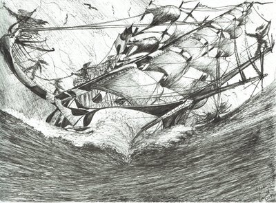 Storm Creators Arcticic Ocean, 2017, (Bläck på papper) av Vincent Alexander Booth