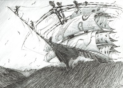 Storm Creators Barents hav, 2017, (Bläck på papper) av Vincent Alexander Booth