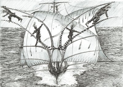 Storm Creators Bismarck Sea, 2017, (Bläck på papper) av Vincent Alexander Booth