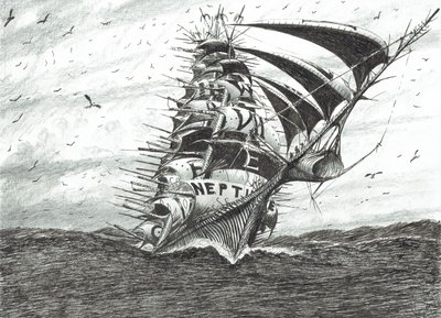 Storm Creators Cape Dolphin, 2024 (bläck och blyerts på papper) av Vincent Alexander Booth