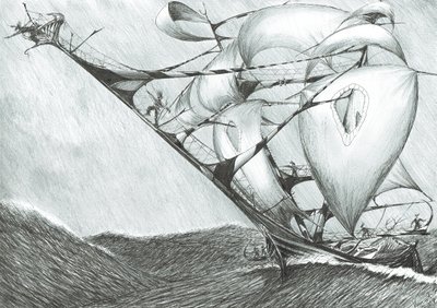 Storm Creators Kaspiska havet, 2017, (bläck på papper) av Vincent Alexander Booth