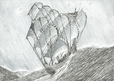 Storm Creators Coral Sea, 2017, (bläck på papper) av Vincent Alexander Booth