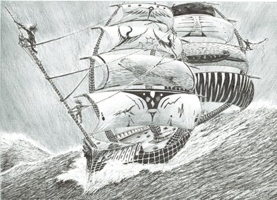 Storm Creators Irish Sea, 2017, (Bläck på papper) av Vincent Alexander Booth