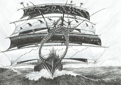 Storm Creators King Haakon VII Sea, 2017, (Bläck på papper) av Vincent Alexander Booth