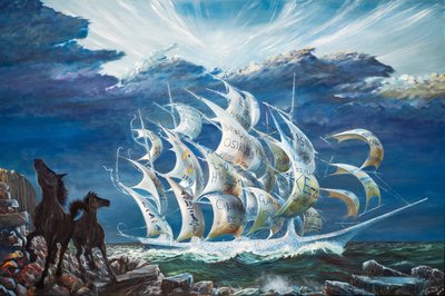 Storm Creators Lake Turkana, 2024 (olja på duk) av Vincent Alexander Booth