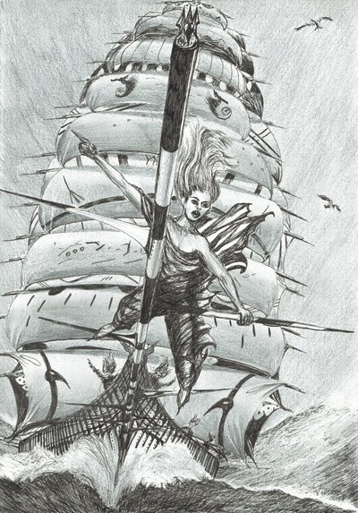 Storm Creators Lazarev Sea, 2017, (bläck på papper) av Vincent Alexander Booth