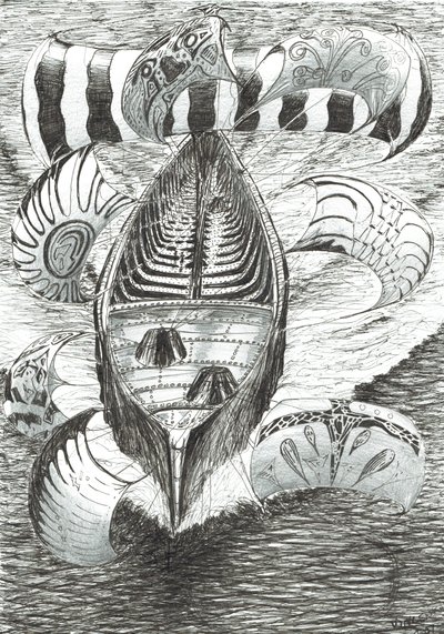 Storm Creators Philippine Sea, 2017, (bläck på papper) av Vincent Alexander Booth