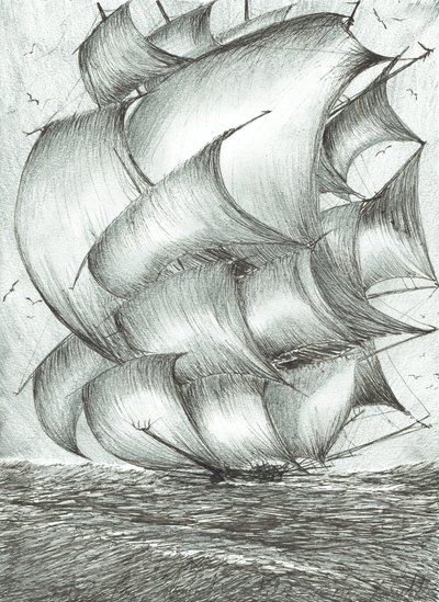 Storm Creators Sea of Okhotsk, 2017, (Bläck på papper) av Vincent Alexander Booth