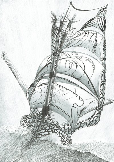 Storm Creators Sibuyan Sea, 2017, (bläck på papper) av Vincent Alexander Booth